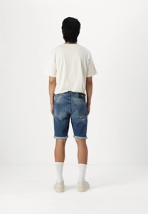 Men's High Waist Straight Leg Washed Denim Shorts High Waisted Spring Wear with Woven Craft Pocket 100% Cotton - Product Image 3