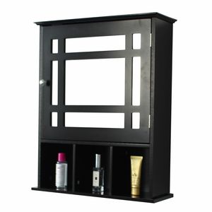 Mobiletto da Bagno a Una Porta con Tre Scomparti, Grigio-Marrone ad Alta Visibilità - Product Image 1