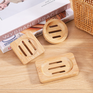 Support et plateau à savon en bambou écologique avec drain, petite coupelle multi-formes pour salle de bain et douche, design épuré - Product Image 5