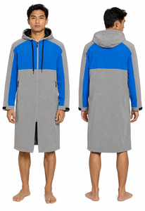 New Unisex Swimming Parka <b>Waterproof</b> Windproof <b>Long</b> Coat Fleece Lined Wave Print Zipper Closure Swim Team Training <b>Jacket</b> Hot - Product Image 2