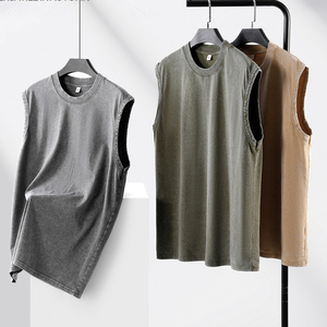 เสื้อกล้ามโลโก้แบบกำหนดเองสำหรับผู้ชาย – เสื้อแขนกุดสไตล์วินเทจสตรีทแวร์ |   เสื้อยืดลำลองสำหรับฤดูร้อนสไตล์มัสเซิล - Product Image 5