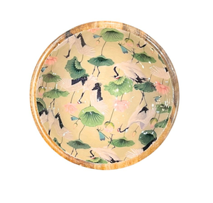 Wooden Enamel Printed Serving <b>Bowl</b> Multifunction Classic Leaf Pattern Dinner Tableware Serving <b>Bowl</b> For Kitchenware Restaurant - Product Image 2