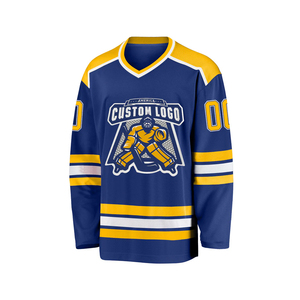 Maillot de hockey personnalisé pour hommes, rayé gris et marron, col en V, manches longues, avec logo imprimé, numéro 00 - Product Image 4