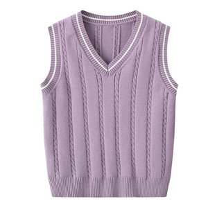 Pull-over à carreaux personnalisé avec logo scolaire pour garçons et filles, col en V rouge, sans manches, uniforme de rentrée scolaire - Product Image 4