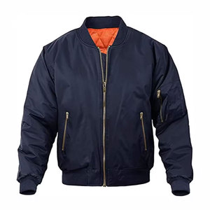 Blouson bomber vert olive uni pour homme, col montant, fermeture éclair, décontracté, en polyester, pour l'automne - Product Image 2