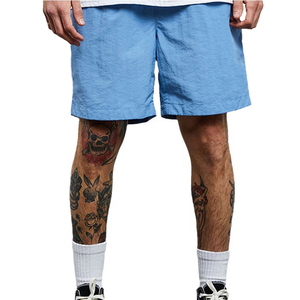 Shorts Bermuda en Coton Bleu Clair Uni pour Homme, Taille Élastique, Décontracté, Respirant, Tissu Tissé Taille Mi-Haute - Product Image 3