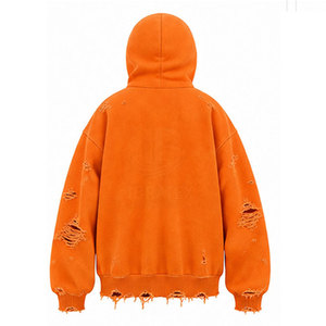 Sweat à capuche cagoule grande taille couleur unie avec logo personnalisé, effet vieilli, couvrant tout le visage, poches latérales, coupe classique - Product Image 2