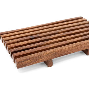 Bandeja de Servir de Madera de Acacia con Listones de 22 cm, Apta para Alimentos, Diseño Japandi Natural, Indonesia - Product Image 1