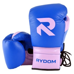Gants de boxe RYDOM bleus et roses à lacets pour le sparring, le kickboxing, l'entraînement au sac de frappe, logo personnalisé, équipement OEM, vente en gros, marque privée - Product Image 1