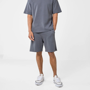 Shorts Bermuda en Coton Gris pour Homme, Taille Mi-Haute, Fermeture à Cordon, Style Décontracté, Tissu Tricoté Respirant, Écologique et Infroissable - Product Image 2