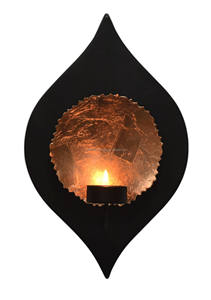 Porte-bougie chauffe-plat élégant en forme de feuille, fait main, noir et or, à fixer au mur, décoration de Noël pour la maison, en métal - Product Image 5