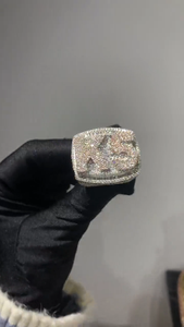 Anillo Personalizado con Iniciales de Moissanita, Anillo de Moda Hip Hop, Anillo de Lujo con Incrustaciones de Diamantes para Hombre - Product Image 4