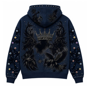 Nouveauté en promotion : Sweat à capuche pour homme 100 % coton, hiver, coupe oversize, respirant, séchage rapide, imprimé crocheté, molleton décontracté - Product Image 2