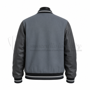 Chaqueta Varsity de Cuero PU para Hombre, Color Sólido, Cuello Camisero, Corte Regular, Estilo Casual Otoñal, Cierre de Botones de Una Sola Fila - Product Image 5