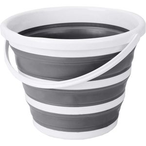 Seau pliable de 10 litres (2,6 gallons) avec poignée, gris et blanc, pour une utilisation en intérieur et en extérieur - Product Image 1
