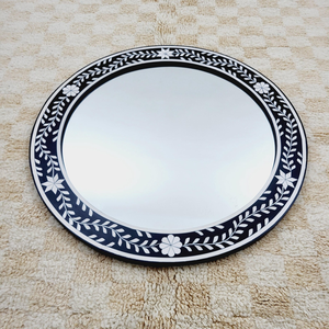 Miroir mural rond personnalisé en bois écologique fait main avec incrustations - Product Image 6