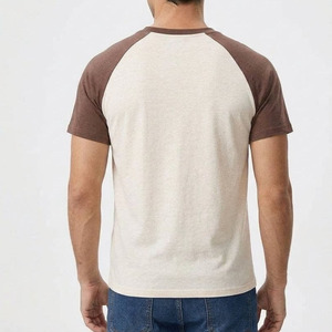 T-shirt personnalisé OEM bicolore pour homme, 100% coton, 220g, t-shirt de baseball vierge épais, vente en gros - Product Image 6