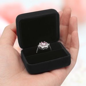 Pieces Velvet Metal Wedding Ring <b>Box</b>, Elegant Jewelry <b>Earring</b> Studs Gift <b>Box</b> for Women Girl, Ring Holder - Product Image 2