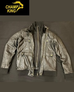 เสื้อแจ็คเก็ตหนังแกะ Champ King พร้อมซับในผ้าซาติน ปิดด้วยกระดุม - Product Image 6