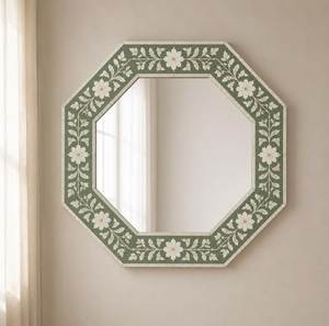 Modern Rectangular Bone Inlay Decorative <b>Mirror</b> Frame Handmade Durable Eco-Friendly Polished Edge Home Use - Product Image 2