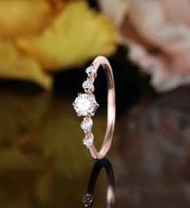 Round Cut Moissanite <b>Ring</b> 925 Sterling <b>Silver</b> Engagement <b>Ring</b> Brilliant <b>Solitaire</b> Minimalist Dainty Wedding Promise <b>Ring</b> - Product Image 2