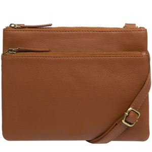 Bolso Bandolera de Piel Auténtica Marrón Personalizado para Mujer con Múltiples Bolsillos con Cremallera, Estilo Minimalista, Bolso de Viaje para Uso Diario - Product Image 1