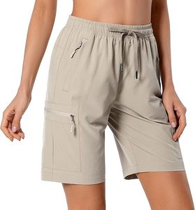 Shorts cargo taille haute pour femme, séchage rapide, cordon de serrage, taille élastique, coupe ample, couleur unie, pour le sport, la course et la randonnée - Product Image 2