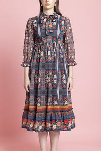 Vestido Largo Estampado Floral Multicolor de Calidad de Exportación para Fiestas y Eventos, Disponible a Precio de Fabricante - Product Image 4