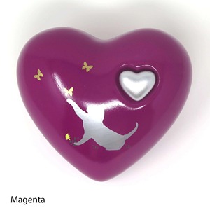 Urne funéraire en forme de cœur magenta avec motif chat et papillons, pour cendres commémoratives, urne souvenir en forme de cœur pour cendres masculines et féminines - Product Image 1