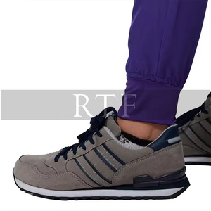 Conjunto de Uniformes Médicos Unisex de Poliéster y Spandex Elástico, Blusa de Manga Corta con Cierre y Pantalones Jogger, Cintura Elástica - Product Image 3