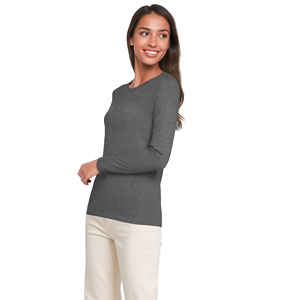 T-shirts confortables pour femmes, couleur unie, usage quotidien, col rond, manches longues, coupe ajustée, t-shirt décontracté uni, provenant de BD - Product Image 6