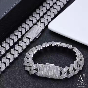 Pulsera de eslabones cubanos con incrustaciones de moissanita VVS1 D, plata de ley 925 con engaste de garra, joyería hip hop - Product Image 4