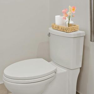 Bandeja de baño de jacinto de agua al por mayor, bandeja de tocador de mimbre de ratán, organizador de encimera para inodoro, decoración de mesa de centro, OEM ODM - Product Image 6