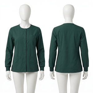 Chaqueta Médica Unisex 240g de Poliéster Spandex Premium Azul Claro con Paneles Delanteros y Traseros, Etiqueta Tejida en Relieve, Capucha, Impermeable y Anti-UV - Product Image 2