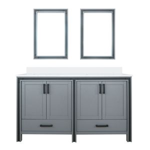 Dark Grey 60 In. W X 22 In. D Double <b>Bath</b> Vanity with White Quartz Top and 22 In. <b>Mirrors</b> Bathroom Vanities - Product Image 1