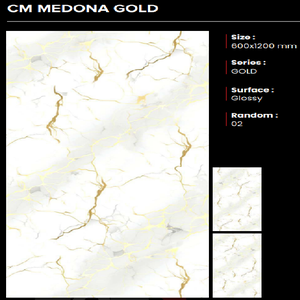 Azulejos de Porcelana Dorada de Alto Brillo CLAYTON CERAMIC Premium para Pisos, 600x1200mm, Antideslizantes, Resistentes a los Ácidos, Hechos en Gujarat, India - Product Image 1