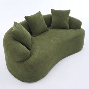 Divano a Due Posti LY 025S in Ciniglia Verde, 165 cm, 136 kg, Nessun Montaggio Richiesto, Spugna Compatta 30D per Piccoli Appartamenti e Soggiorni - Product Image 2