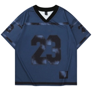 Maillot de football américain en gros, col en V oversize, manches courtes, unisexe, personnalisable, pour équipe, fournisseur OEM - Product Image 1