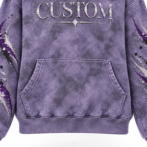 Sudadera con capucha y cremallera personalizada con estampado de diamantes de imitación, estilo tie-dye, oversize, unisex, de felpa francesa, para ropa urbana de otoño - Product Image 3