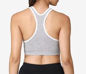 Sujetador Deportivo de Algodón Gris Jaspeado para Mujer al por Mayor |   Top Deportivo Corto Transpirable con Espalda Cruzada para Yoga, Logotipo Personalizado OEM, Ropa Deportiva para Gimnasio - Product Image 5