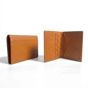Castello Unisex Bi-Fold <b>Card</b> <b>Holder</b> <b>Wallet</b> Genuine Vegetable Tanned Leather Open Short Embossed Logo Business Credit <b>Cards</b> New - Product Image 1