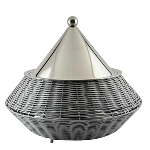 ถาดอุ่นอาหารดีไซน์หวายสีเทาสุดหรู ฝาปิดสแตนเลส ชามเสิร์ฟบุฟเฟ่ต์ อุปกรณ์เสริมสำหรับห้องครัวและห้องรับประทานอาหารที่มีสไตล์ - Product Image 1