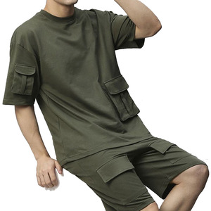 Conjunto de verano para hombre, dos piezas, ropa de verano, material de algodón transpirable, corte relajado, camiseta y pantalones cortos, ropa informal para vacaciones en la playa - Product Image 5