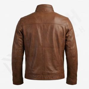แจ็คเก็ตหนังแท้ทรงนักขี่มอเตอร์ไซค์ คอสูง สำหรับผู้ชาย หนังแกะแท้คุณภาพสูง ฟอกฝาดอย่างดี ใช้ได้ทุกฤดู พร้อมอุปกรณ์ป้องกันอย่างดีเยี่ยม - Product Image 2