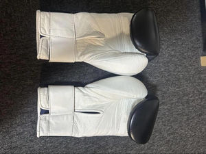 Best Quality Custom Black and White <b>Velcro</b> Winning Boxing Gloves Professional Made of Genuine Leather MMA Customizable Gloves - Product Image 2