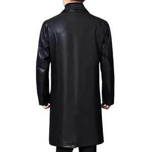 Manteau en cuir PU pour homme, style rétro, simple boutonnage, imitation crocodile, pour moto - Product Image 2