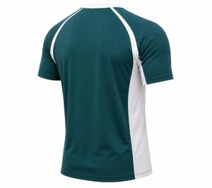 T-shirt à manches courtes pour homme, coupe classique, col rond, manches raglan, couleur unie, séchage rapide, style sportif, tissu tricoté 100% polyester - Product Image 3