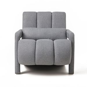 Poltrona Moderna e Confortevole in Tessuto di Lino con Cuscino, Grigio Scuro, per Soggiorno e Camera da Letto - Product Image 5