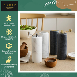 New Arrival Natural Stone Mills Handcrafted Electric-Free Durable Adjustable Eco-Friendly Marble Refillable Gravity Salt <b>Pepper</b> - Product Image 6