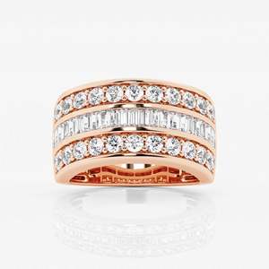 Diamond Eternity Band Ring Round Brilliant Cut Baguette Pave Setting Luxury Fine Jewelry Unisex Wedding Ring - Product Image 3